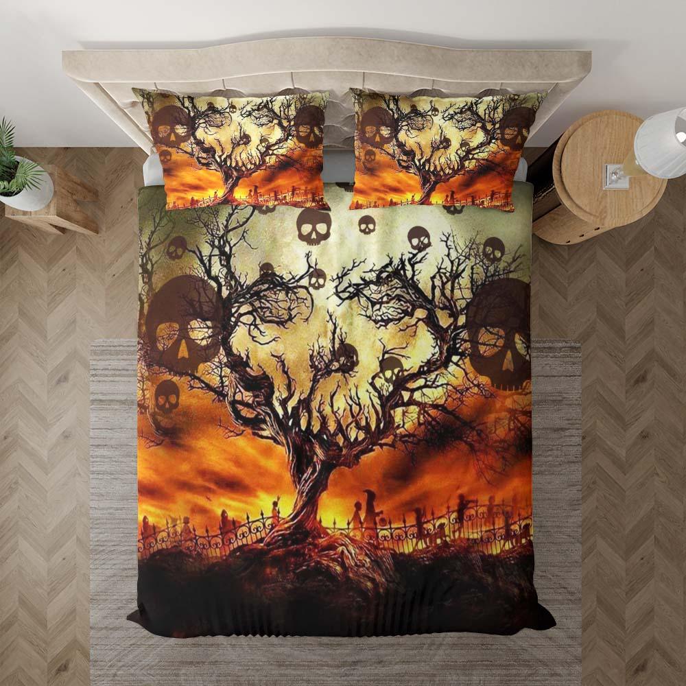 Halloween Skull Tree Moon Duvet Cover Set - Wonder Skull