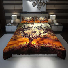 Halloween Skull Tree Moon Duvet Cover Set - Wonder Skull