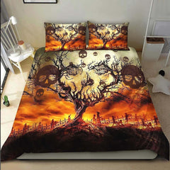 Halloween Skull Tree Moon Duvet Cover Set - Wonder Skull