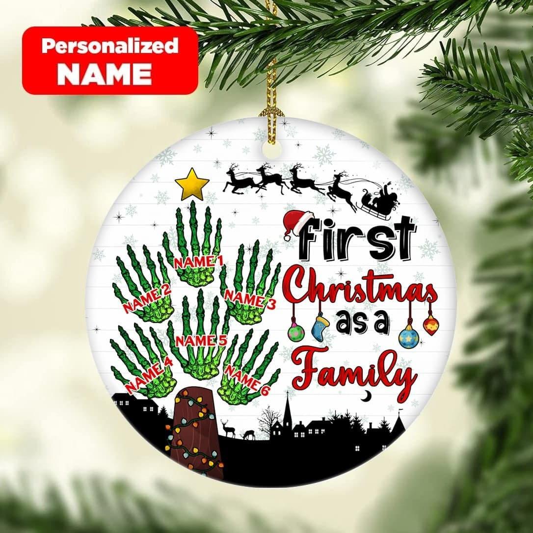 First Christmas As A Family Ceramic Ornaments - Wonder Skull