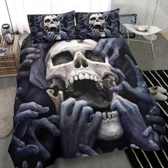Horror Hands Holding Skull Duvet Cover Set - Wonder Skull