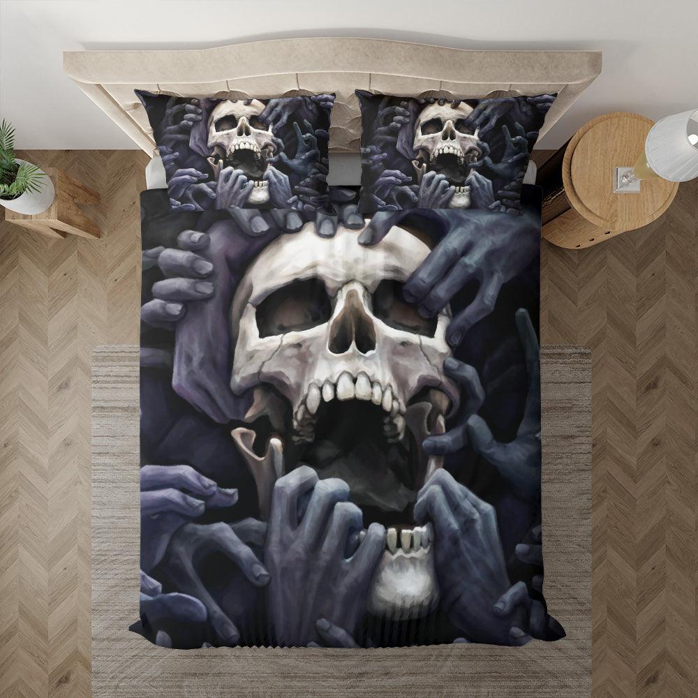 Horror Hands Holding Skull Duvet Cover Set - Wonder Skull