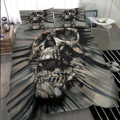 Horror Skull Ripping Through Duvet Cover Set - Wonder Skull