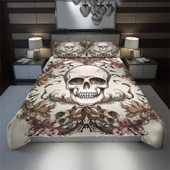 Light Grayish Orange Skull Ocean Duvet Cover Set - Wonder Skull