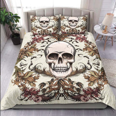 Light Grayish Orange Skull Ocean Duvet Cover Set - Wonder Skull