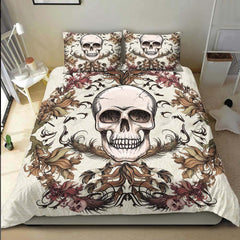 Light Grayish Orange Skull Ocean Duvet Cover Set - Wonder Skull