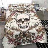 Light Grayish Orange Skull Ocean Duvet Cover Set - Wonder Skull