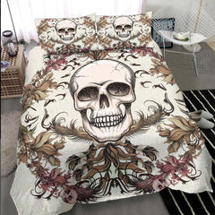 Light Grayish Orange Skull Ocean Duvet Cover Set - Wonder Skull