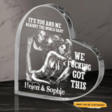 Lesbian-It's You And Me - Customized Gifts Couple Crystal Heart - Wonder Skull