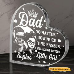 Dad Little Girl Love You - Customized Skull Crystal Heart Anniversary Gifts - Wonder Skull