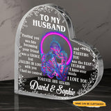 To My Husband - Customized Skull Crystal Heart Anniversary Gifts - Wonder Skull