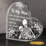 To My Mom - Customized Gifts Couple Crystal Heart - Wonder Skull