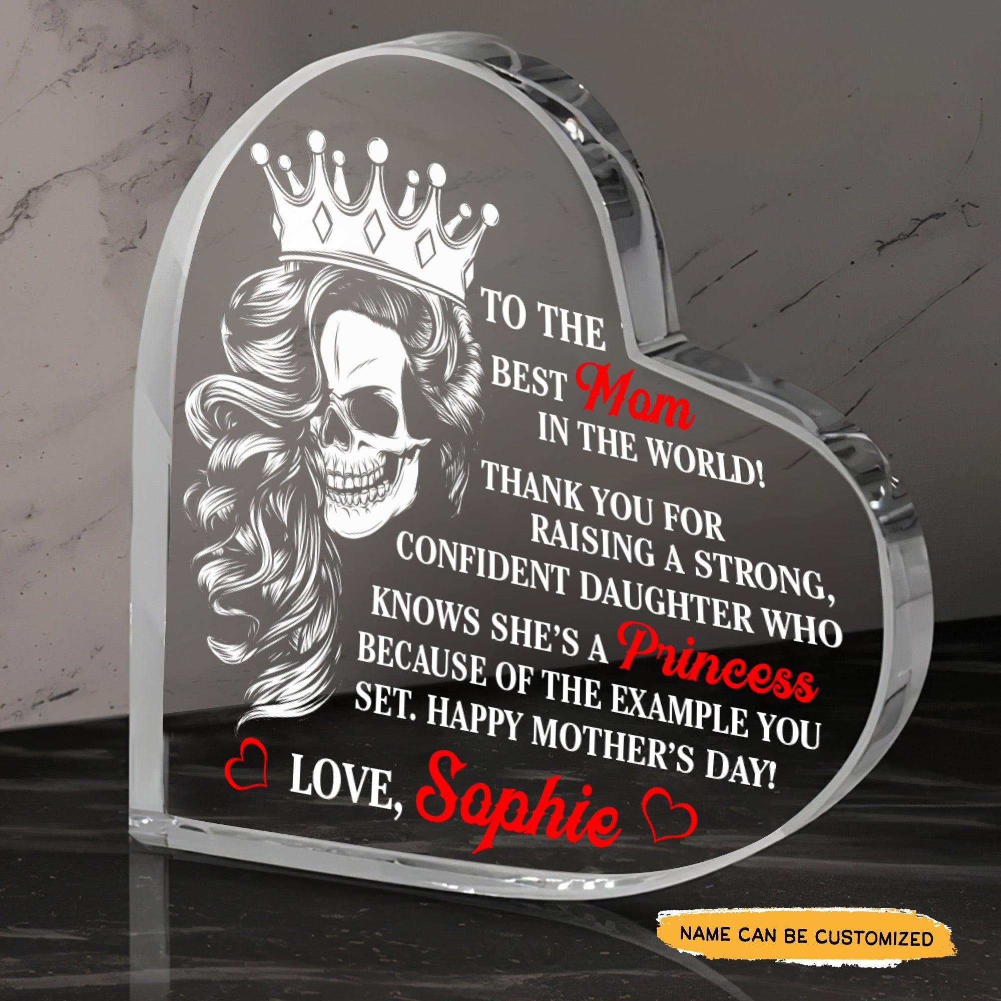 To The Best Mom - Customized Gifts Couple Crystal Heart - Wonder Skull