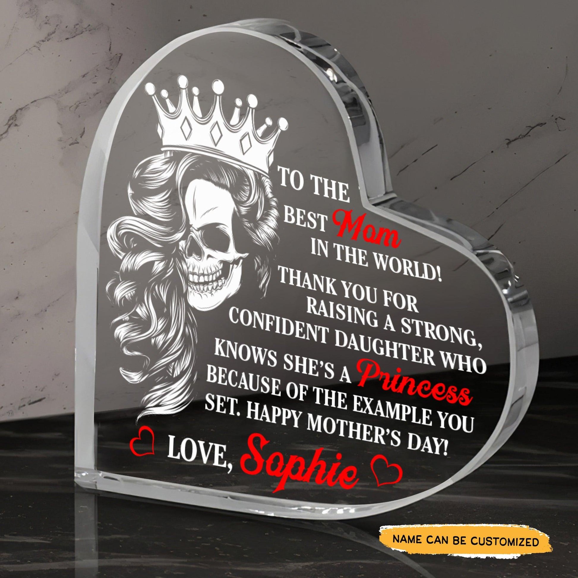 To The Best Mom - Customized Gifts Couple Crystal Heart - Wonder Skull