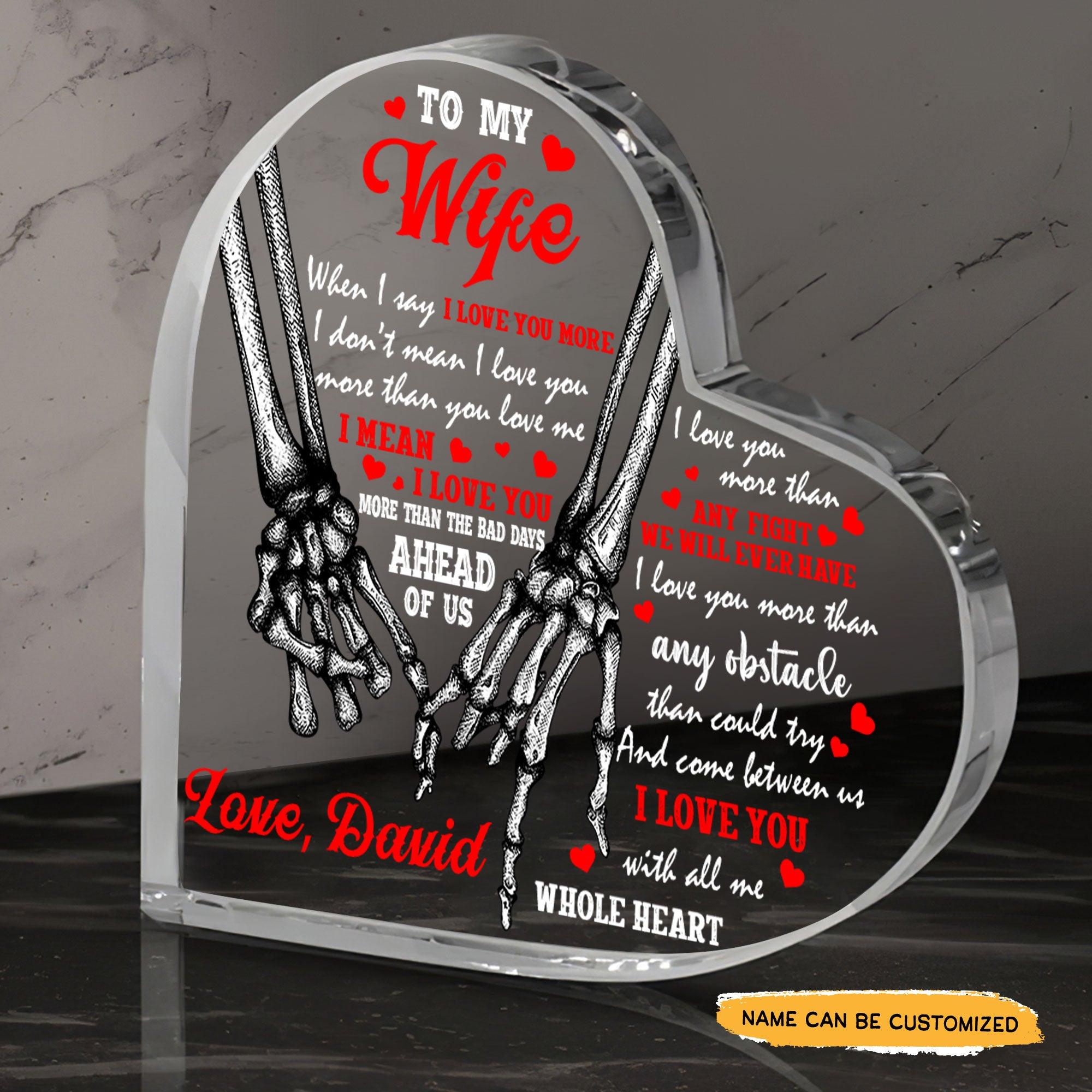 To My Wife - Customized Skull Crystal Heart Gifts - Wonder Skull