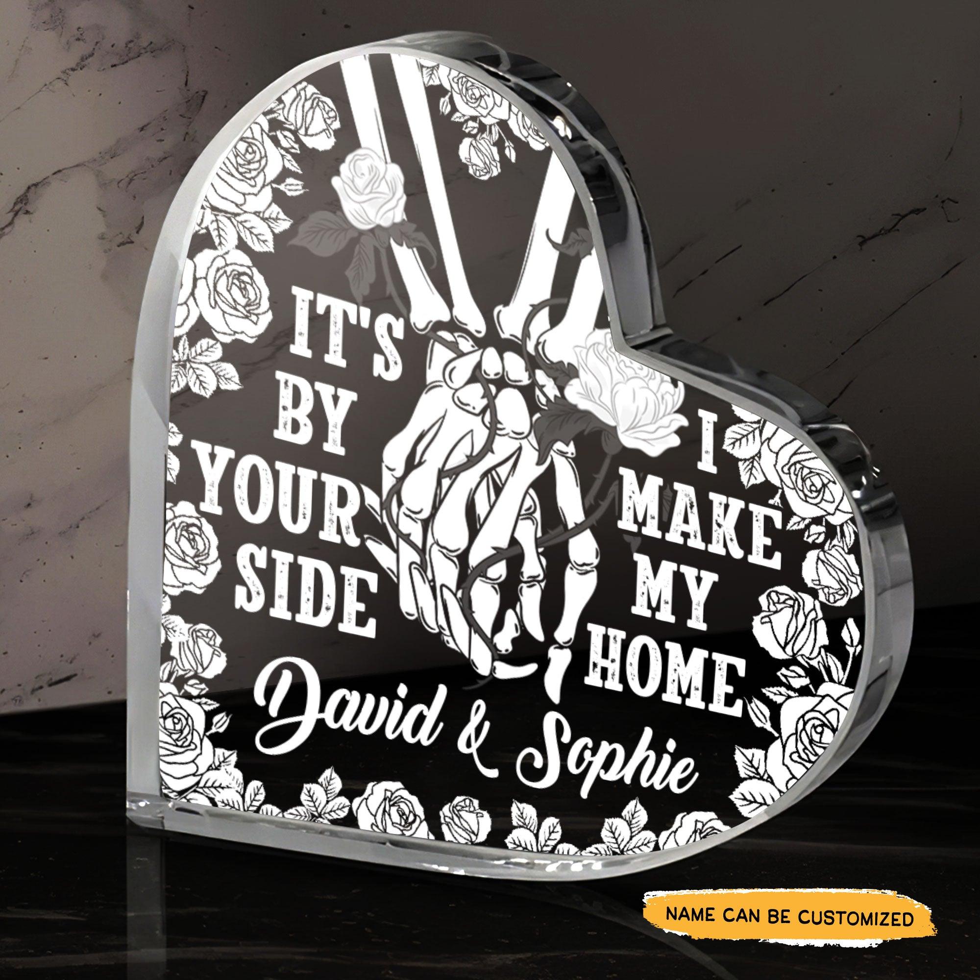 It's By Your Side - Customized Skull Couple Crystal Heart Anniversary Gifts - Wonder Skull