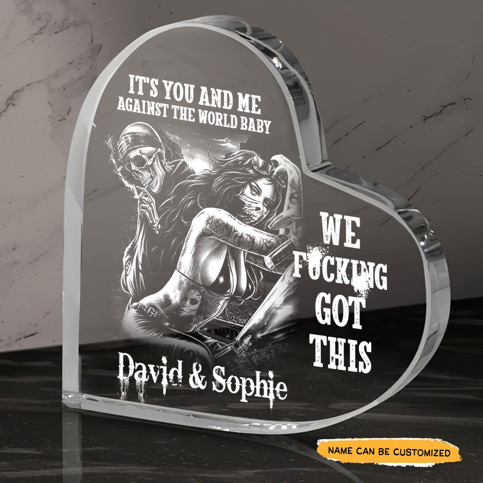 It's You And Me - Customized Gifts Couple Crystal Heart - Wonder Skull