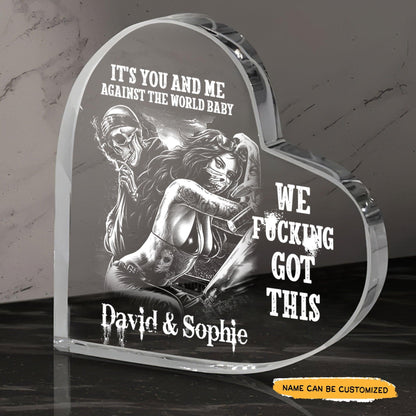 It's You And Me - Customized Gifts Couple Crystal Heart - Wonder Skull
