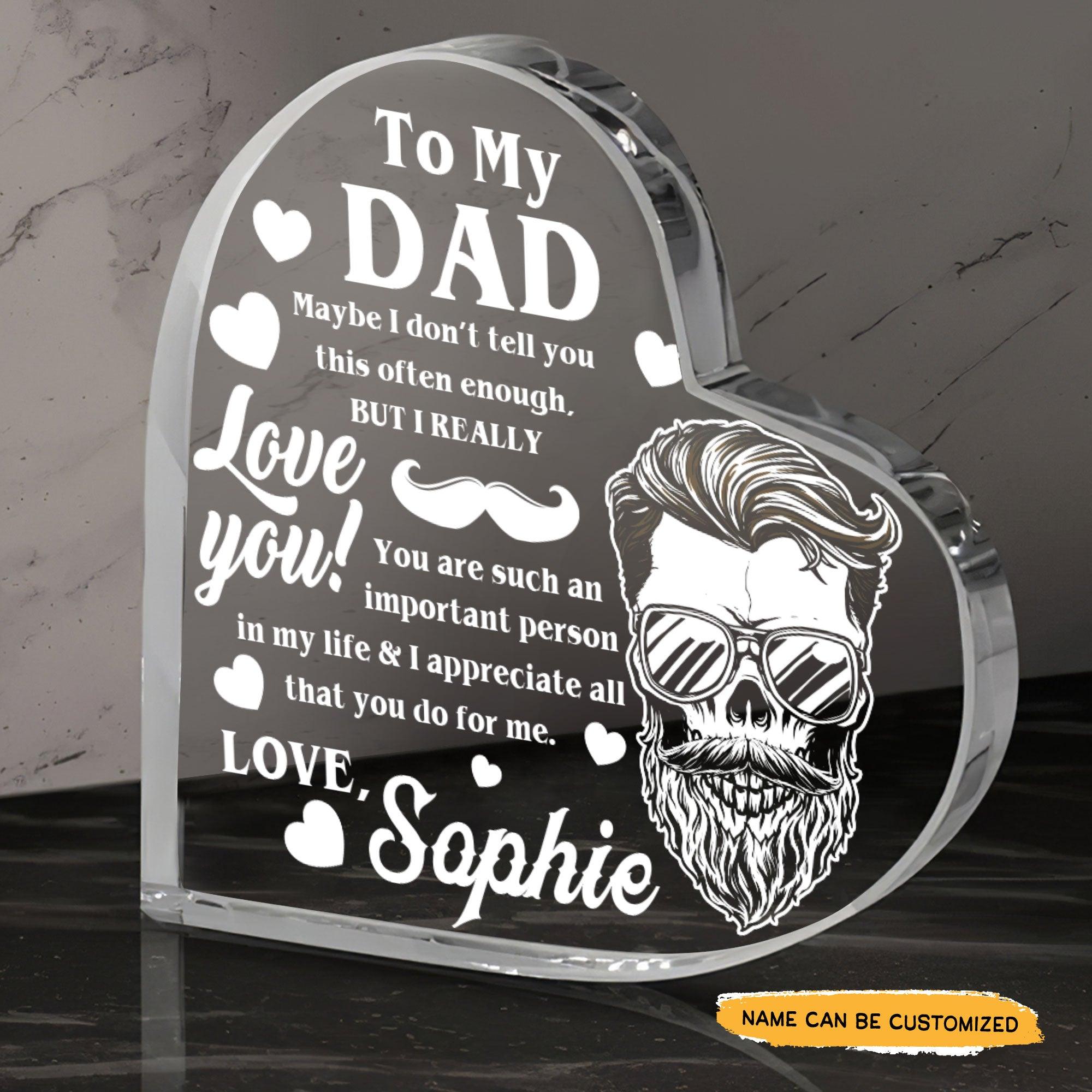 To My Dad I Love You - Customized Skull Crystal Heart Anniversary Gifts - Wonder Skull