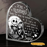 Dear Husband - Customized Skull Couple Crystal Heart Anniversary Gifts - Wonder Skull