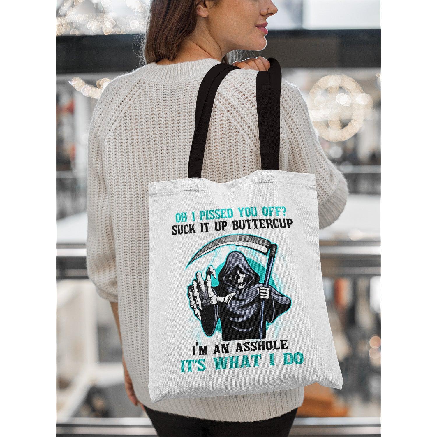 Skull Design Oh Pissed You Off Suck It Up Buttercup Tote Bags White - Wonder Skull
