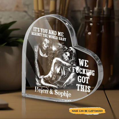 Lesbian-It's You And Me - Customized Gifts Couple Crystal Heart - Wonder Skull