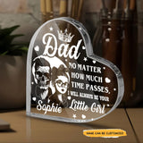 Dad Little Girl Love You - Customized Skull Crystal Heart Anniversary Gifts - Wonder Skull
