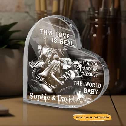 This Love Is Real - Customized Gifts Couple Crystal Heart - Wonder Skull