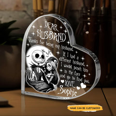 Dear Husband - Customized Skull Couple Crystal Heart Anniversary Gifts - Wonder Skull