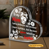 A Queen Raised Me - Customized Gifts Couple Crystal Heart - Wonder Skull
