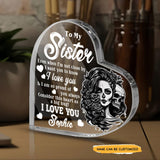 To My Sister I Love You - Customized Skull Crystal Heart Anniversary - Wonder Skull
