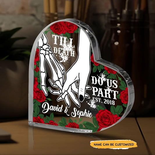 Till Death - Customized Skull Couple Crystal Heart Anniversary Gifts - Wonder Skull
