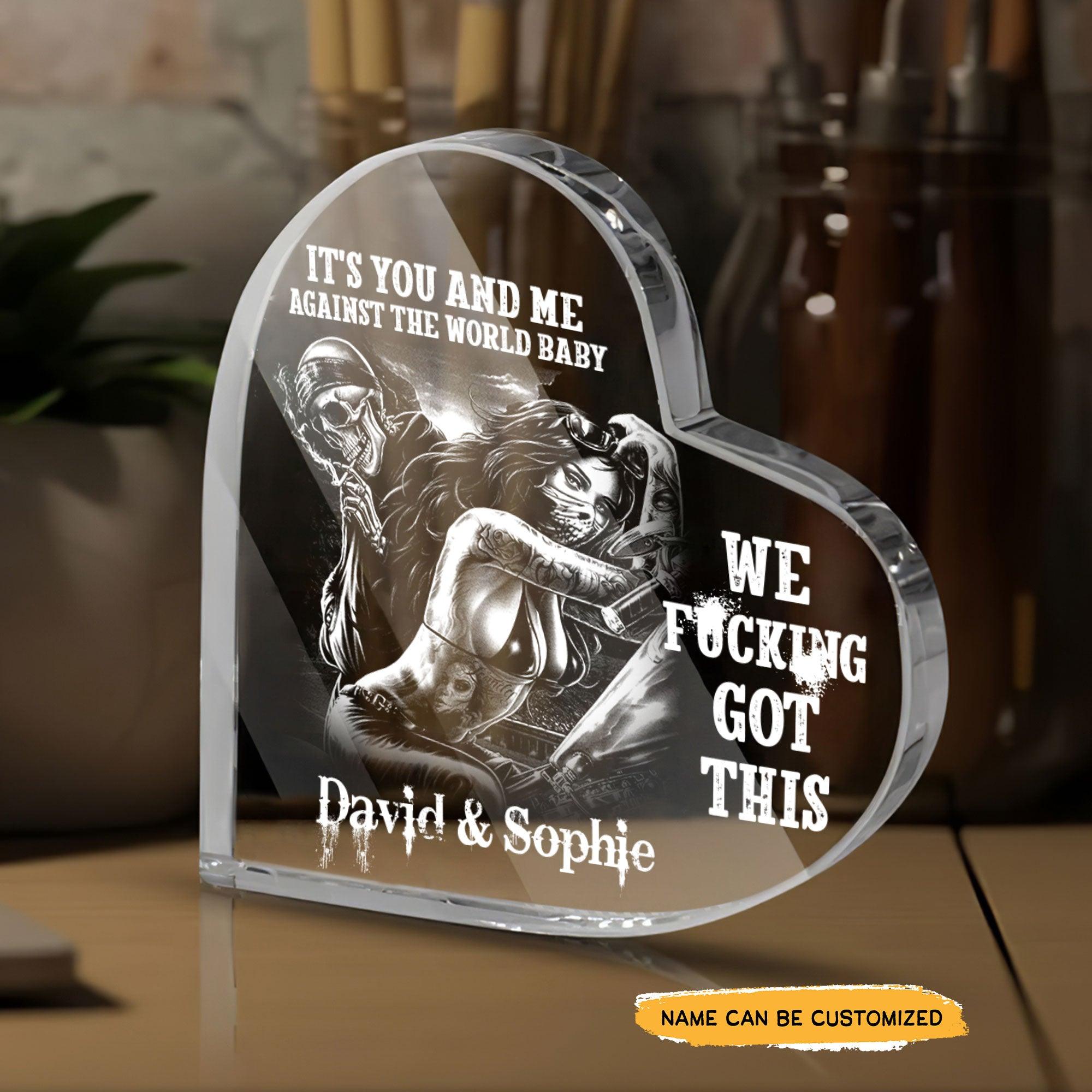 It's You And Me - Customized Gifts Couple Crystal Heart - Wonder Skull