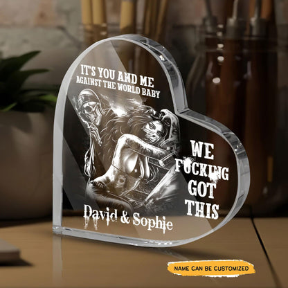 It's You And Me - Customized Gifts Couple Crystal Heart - Wonder Skull
