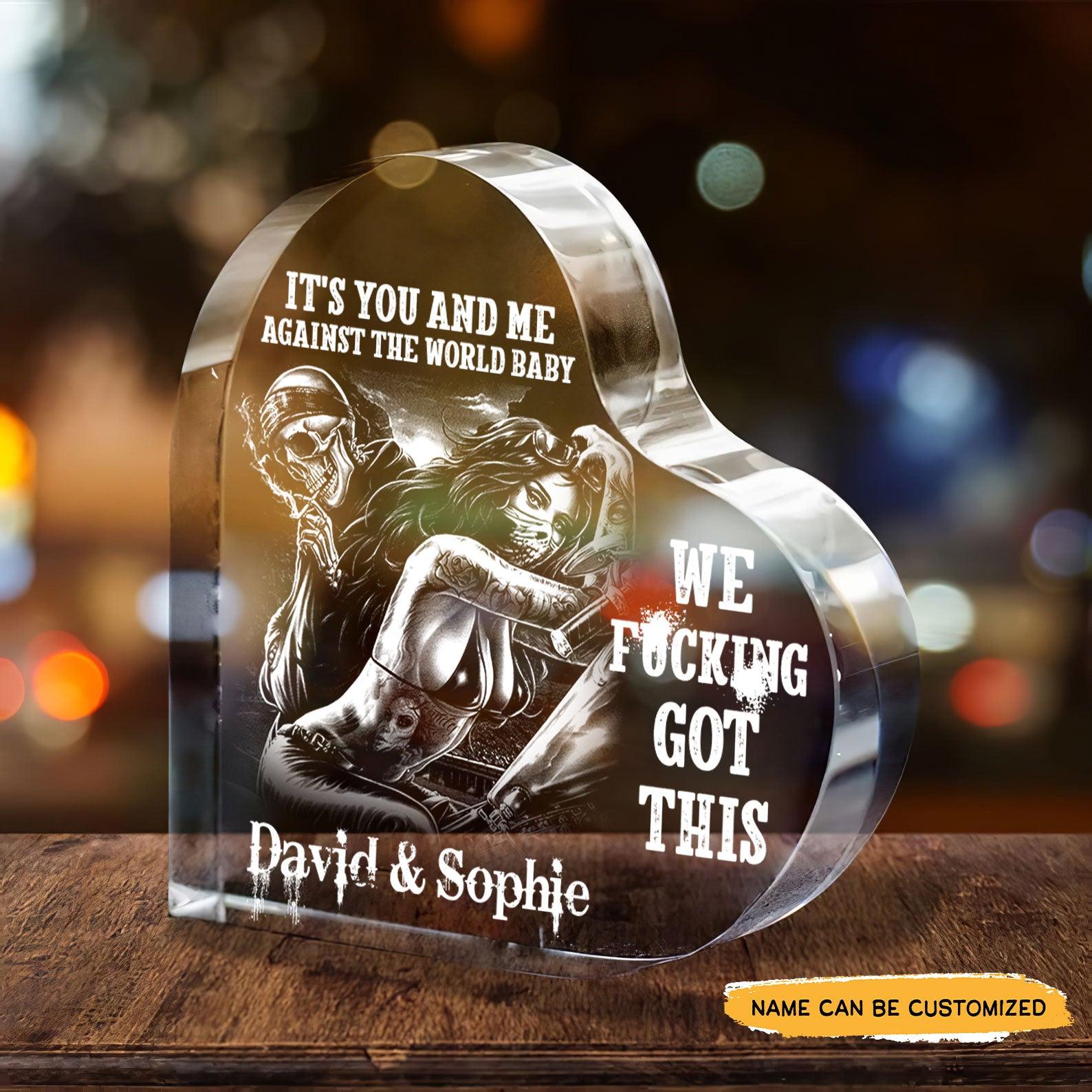 It's You And Me - Customized Gifts Couple Crystal Heart - Wonder Skull