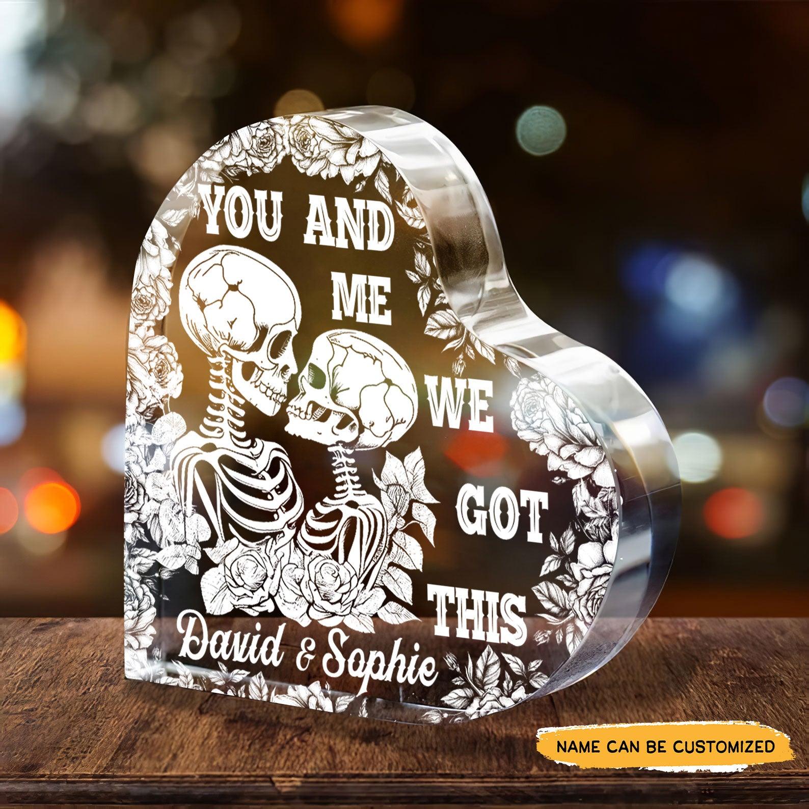 You And Me - Customized Skull Crystal Heart Anniversary Gifts - Wonder Skull