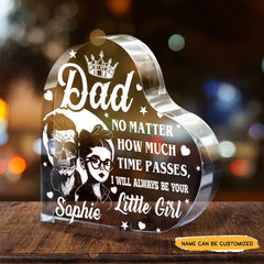 Dad Little Girl Love You - Customized Skull Crystal Heart Anniversary Gifts - Wonder Skull