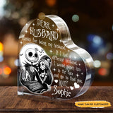 Dear Husband - Customized Skull Couple Crystal Heart Anniversary Gifts - Wonder Skull