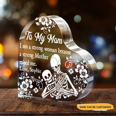 To My Mom - Customized Gifts Couple Crystal Heart - Wonder Skull