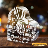 It's By Your Side - Customized Skull Couple Crystal Heart Anniversary Gifts - Wonder Skull
