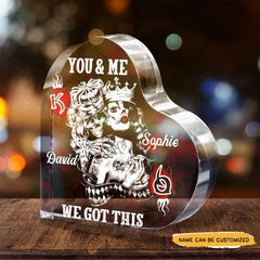 K And Q - You And Me - Customized Skull Crystal Heart Gifts - Wonder Skull