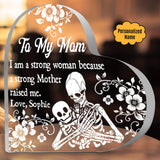 To My Mom - Customized Gifts Couple Crystal Heart - Wonder Skull