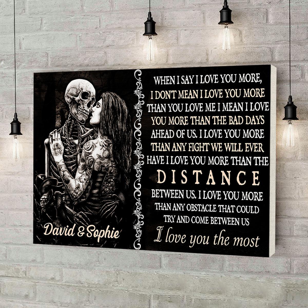When I Say I Love You More - Gothic Skull Personalized Horizontal Canvas - Wonder Skull