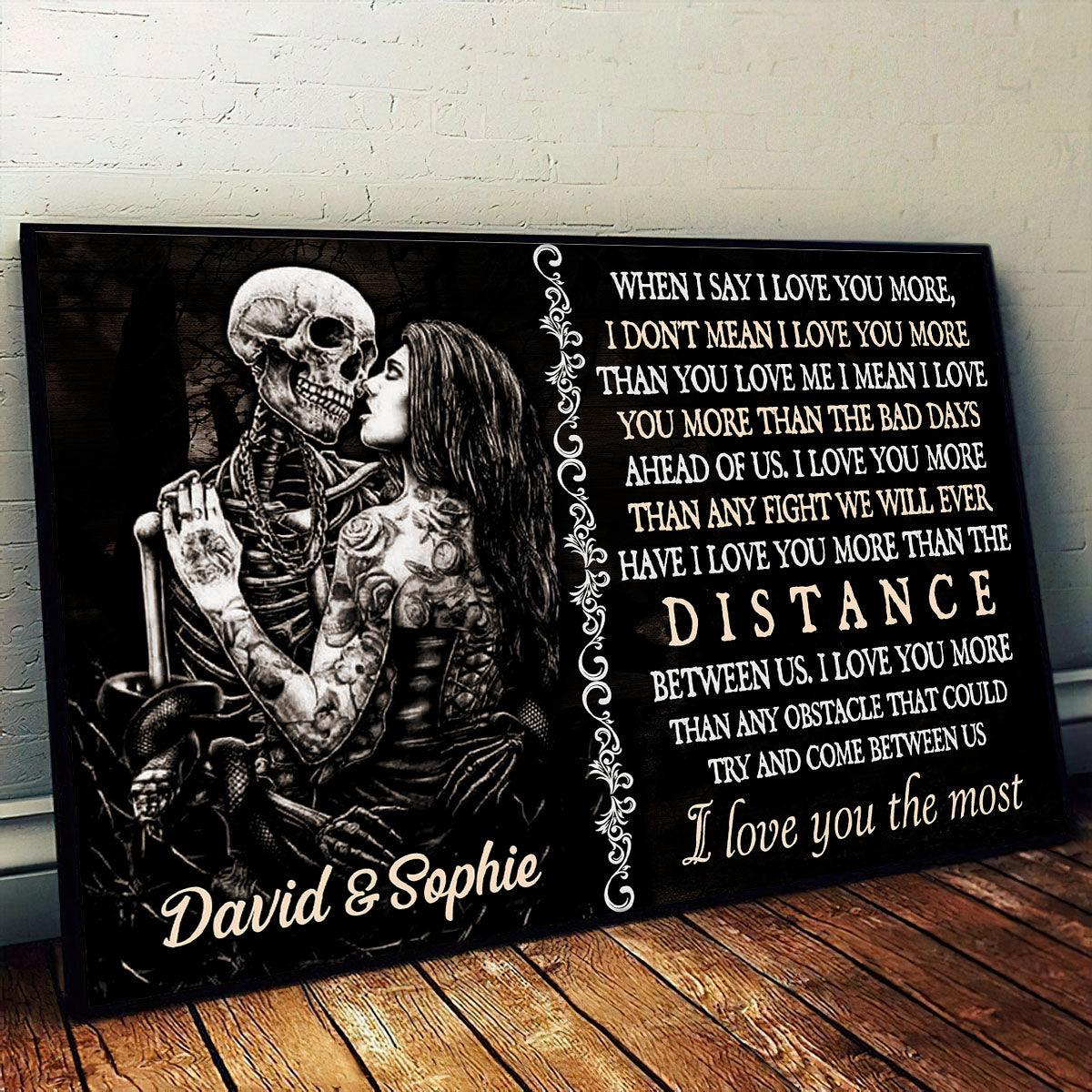 When I Say I Love You More - Gothic Skull Personalized Horizontal Canvas - Wonder Skull