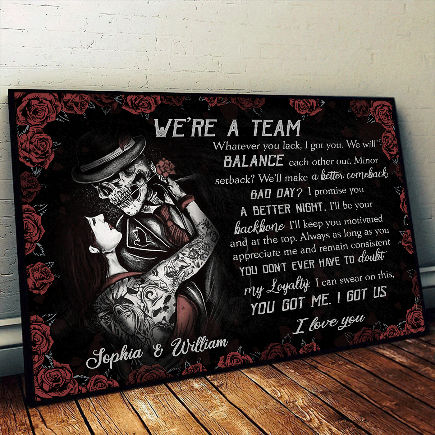 We're Are Team - Gothic Skull Girl Personalized Horizontal Canvas - Wonder Skull