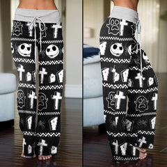 Goth Nightmare High-waisted Straight-leg Trousers - Wonder Skull