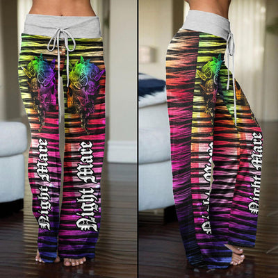 Nightmare Skull Butterfly Rainbow High-waisted Wide Leg Pants - Wonder Skull