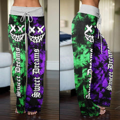 Sweet Dream Half Blue Purple High-waisted Wide Leg Pants - Wonder Skull