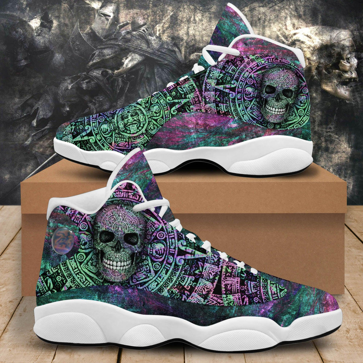 Skull Mayan Colorful Men's Sneaker Shoes - Wonder Skull