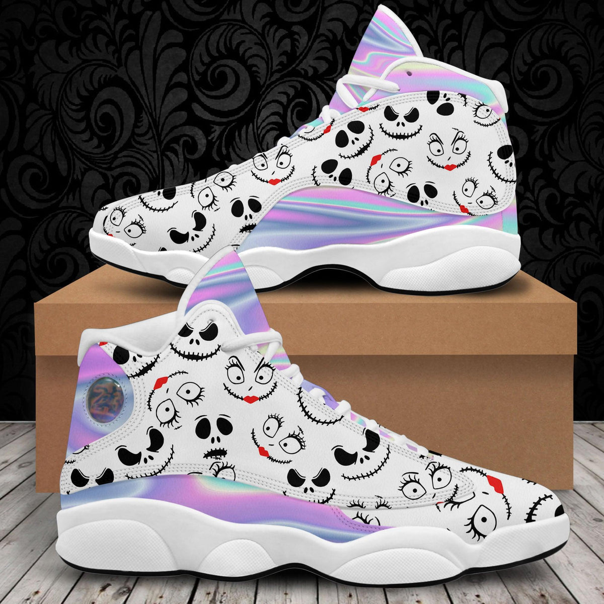 Nightmare Hologram Pattern Women's Curved Basketball Shoes Sneaker - Wonder Skull